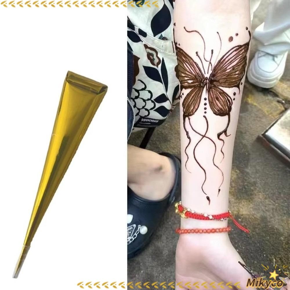 MIKYCO Henna Paste Cone, Black Brown Temporary Henna Tattoo Paste, Mehndi Easy-To-Use กึ่งถาวรชั่วคร