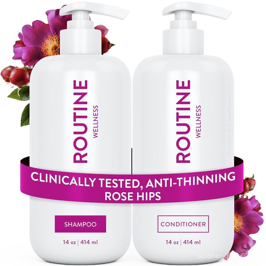 Routine Wellness Anti-Thinning Shampoo and Conditioner Set for Thinning Hair - Biotin DHT Blocker Wo