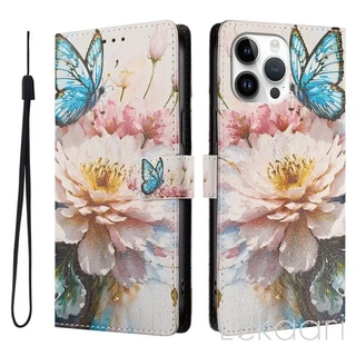 กรณีพลิกสําหรับVivo Y31D Y21D Y11D Y05 Y31 Y21 V70 Elite FE V60 V50 V40 V30 V29 Lite Pro SE 5G 4Gการ์ตูนดอกไม้ทาสีกระเป๋าสตางค์หนังช่องใส่การ์ดฝาครอบ