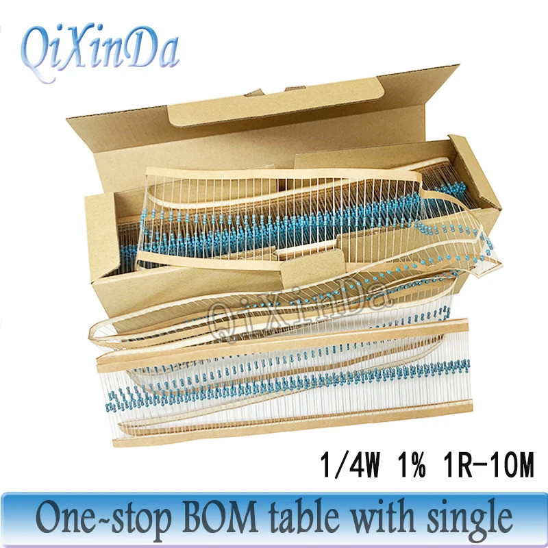 5000pcs 1/4W ความต้านทาน 0.1R ~ 10M 1% 2.2R 10R 47R 100R 220R 470R 1K 2.2K 10K 100K 220K 1M โอห์มฟิล