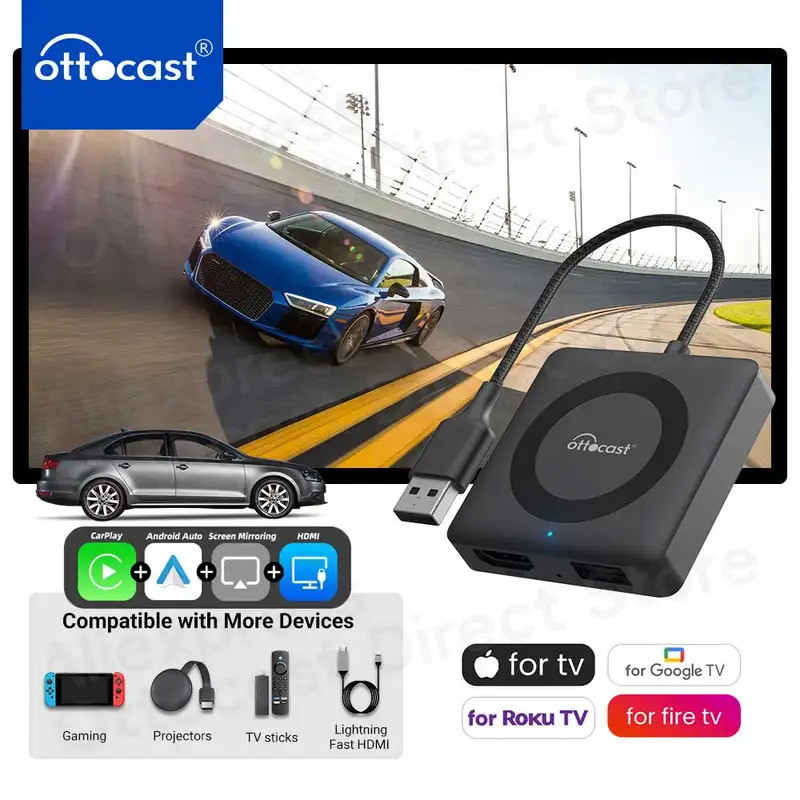 Ottocast รถ TV Mate Pro Max ไร้สาย CarPlay อะแดปเตอร์อัตโนมัติสําหรับ Fire Google TV Stick Converter