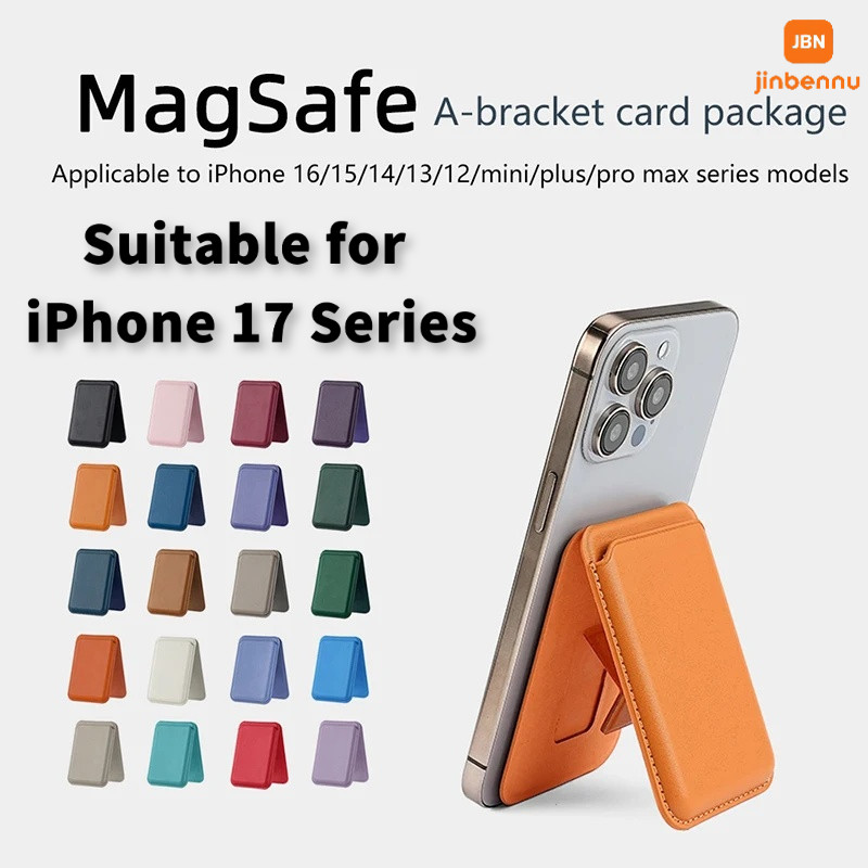 แม่เหล็กสําหรับ Magsafe กระเป๋าสตางค์หนังผู้ถือบัตรสําหรับ IPhone 17 16 15 14 13 Pro Max ซ่อนโทรศัพท์ Stand Bank ID ผู้ถือบัตรกระเป๋า