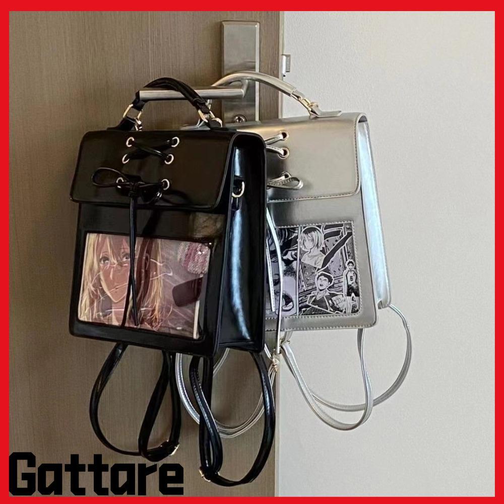 GTTARE Ita Backpack, Harajuku Silver Crossbody Bags, Transparent Pocket Sweet Large Capacity Handbag