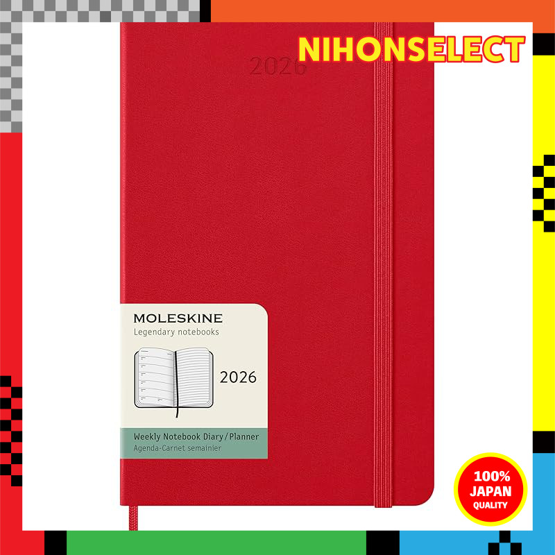 Moleskine Planner 2026, Starts in January, 12-Month Weekly Diary, Large Size (13cm x 21cm), Hard Cov