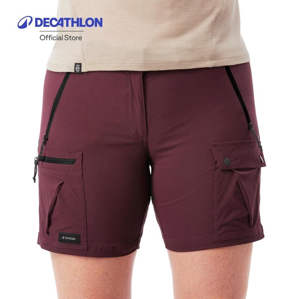 Decathlon Women's trekking shorts - MT500 กางเกงเดินป่าขาสั้นสำหรับผู้หญิง รุ่น MT500 - สีพลัม