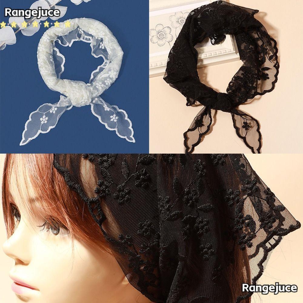 RANGEJUCE Head Wrap Scarf, Wrist Hair Tie Hollow Lace Triangle Scarf, Fashion Charming Triangle Lace
