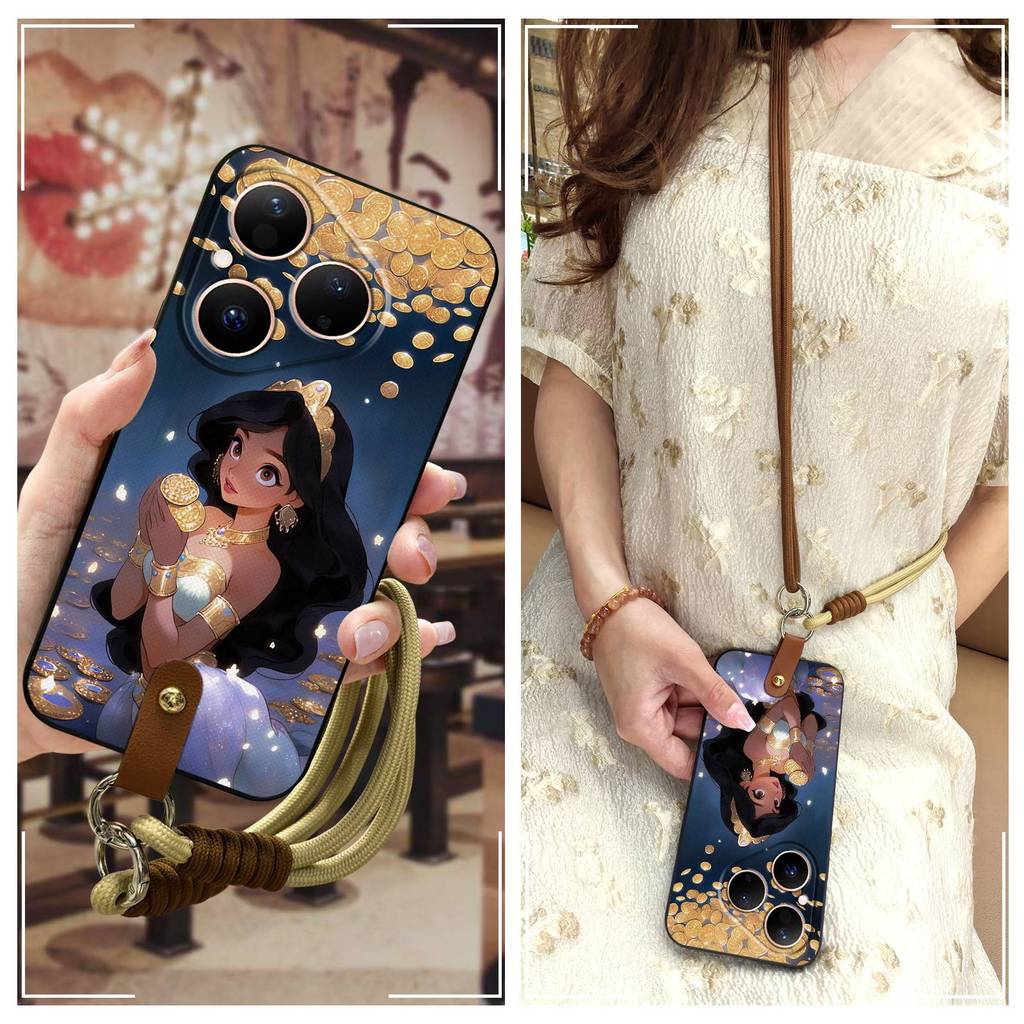 เคสโทรศัพท์ป้องกันฝุ่นแนวทแยงสําหรับ Huawei P80/Pura80 น่ารัก Anti-knock ซิลิโคน Soft Case สร้อยคอกา