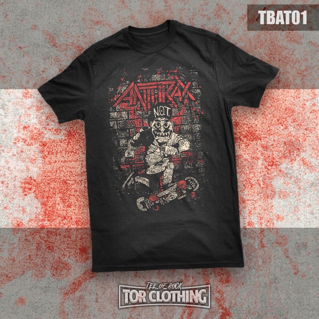 เสื้อยืดผ้าฝ้าย Baju Anthrax - Skateboard - Band Rock - Streetwear (TBAT01) Tor Clothing