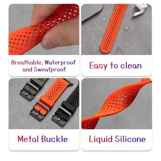สายซิลิโคนสําหรับ Apple Watch S11/10/9/8/7/6/5/SE สร้อยข้อมือกันน้ํา Breathable สายรัดข้อมือสําหรับ Iwatch 49/46/45/44/41/40/43/38/42 มม.
