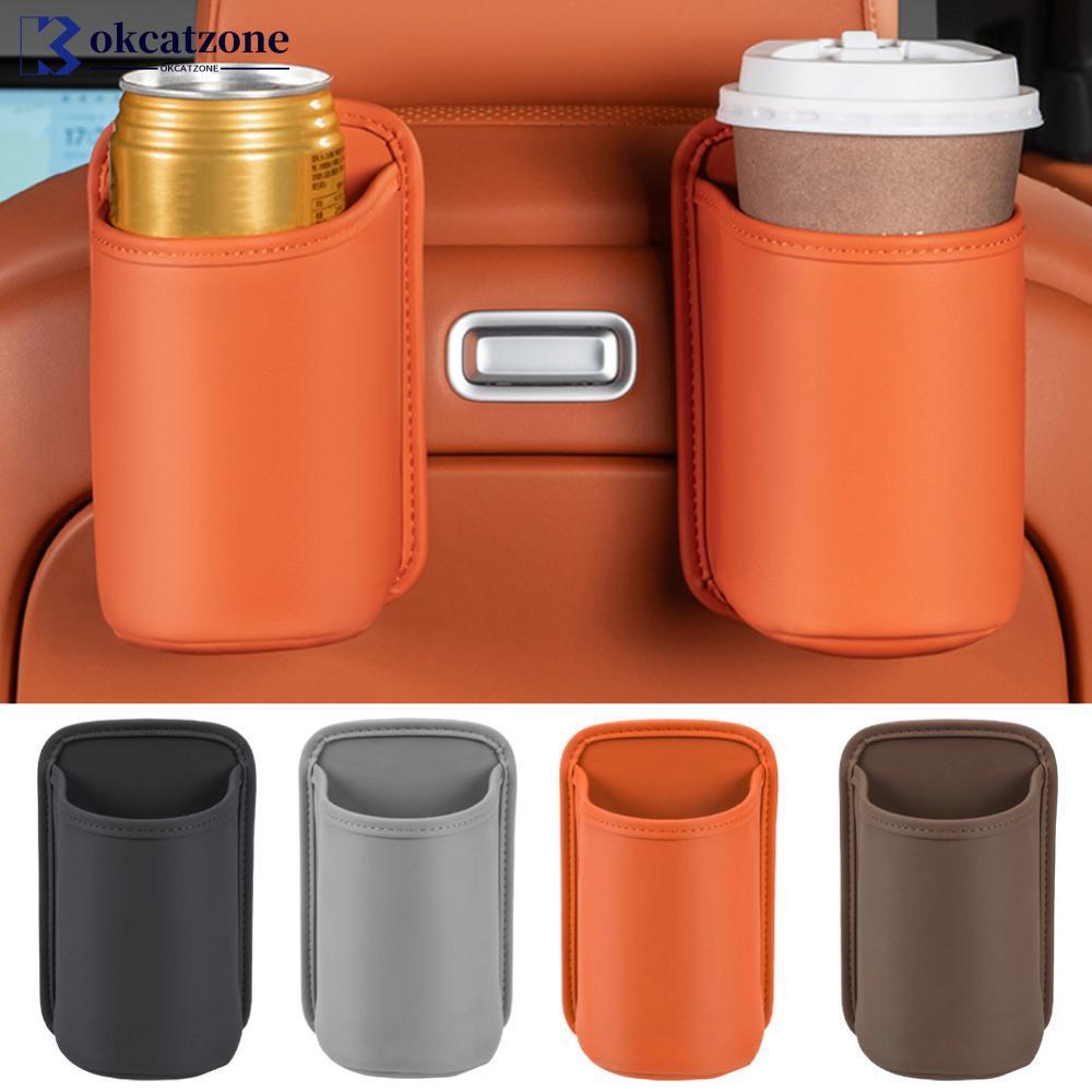 OKCATZONE หนังรถประตูถ้วยน้ํา Multi-Function ที่นั่งกลับกล่องเก็บเครื่องดื่มและถังขยะภายในรถ F1J2