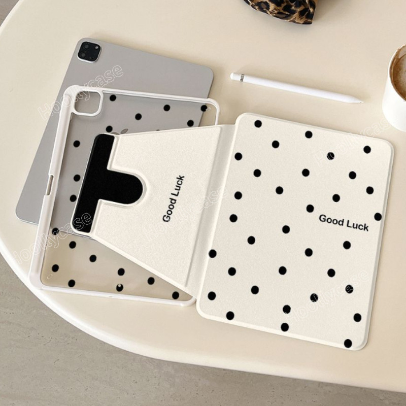 เคสไอแพด A16 Gen11 Air 7 M3 2025 Pro 11 2024 Air 6 5 4 10.9 Gen10 Gen9 Gen8 Gen7 10.2 กรณี สีดํา Wave Point พร้อมดินสอ 720° การหมุน