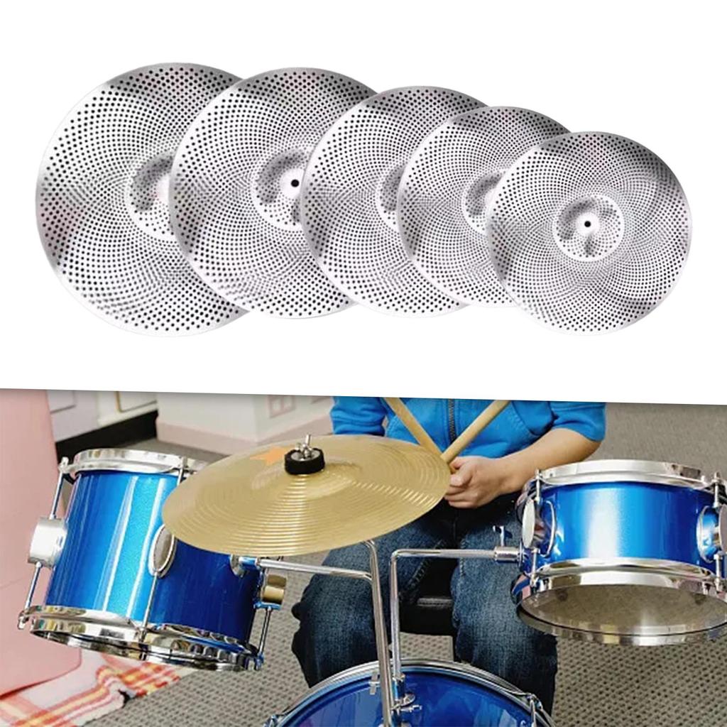 [Qklmdt] 5 ชิ้น Drummer Practice Quiet Cymbals Practice Set สําหรับชุดกลอง