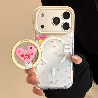 Ins Graffiti Stars ตัวอักษรภาษาอังกฤษ Love Heart แม่เหล็กพับได้ผู้ถือกรณี iPhone สําหรับ iPhone 17 Pro Max 17 Pro 17 16 15 14 13 12 11 Anti Drop Soft Tpu ฝาหลัง
