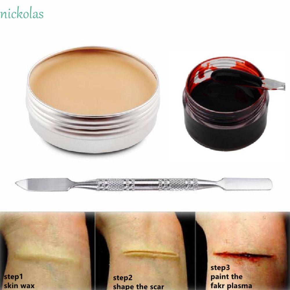 NICKOLAS Skin Wax ชุดเลือดปลอม, แต่งหน้า Wax Boby ภาพวาดฮาโลวีนชุดแต่งหน้า, Professional พร้อมไม้พาย