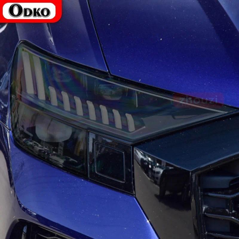 สําหรับ Audi Q8 S8 RSQ8 2019 2020 ไฟหน้ารถสีดําป้องกันฟิล์มไวนิลไฟท้ายโปร่งใส TPU สติกเกอร์อุปกรณ์เส