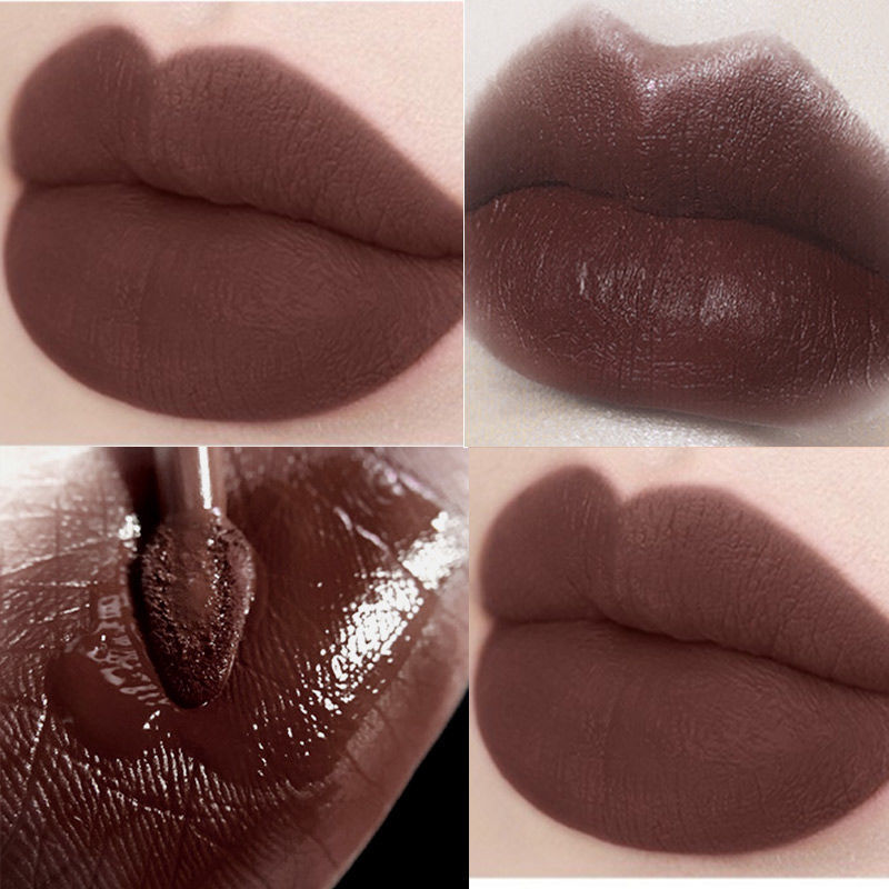 ยุโรปสไตล์อเมริกัน Dark Series Lip Glaze Matte Matte Eat Earth Color Chocolate Color Dark Coffee Car