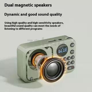 SANSUI U1 วิทยุ FM ลําโพงบลูทูธแบบพกพาลําโพงแม่เหล็กคู่ในตัวรองรับ TF Card U Disk 3.5 มม.AUX Playback ชาร์จดิจิตอล MP3 เครื่องเล่น Lanyard