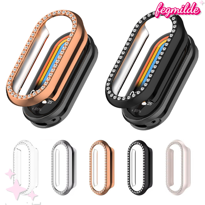 เคสพีซีแบบกลวง for Smartwatch Mi Band 10/9/NFC แผ่นป้องกันหน้าจอเพชรแบบแข็ง Bling for Xiaomi Mi Band