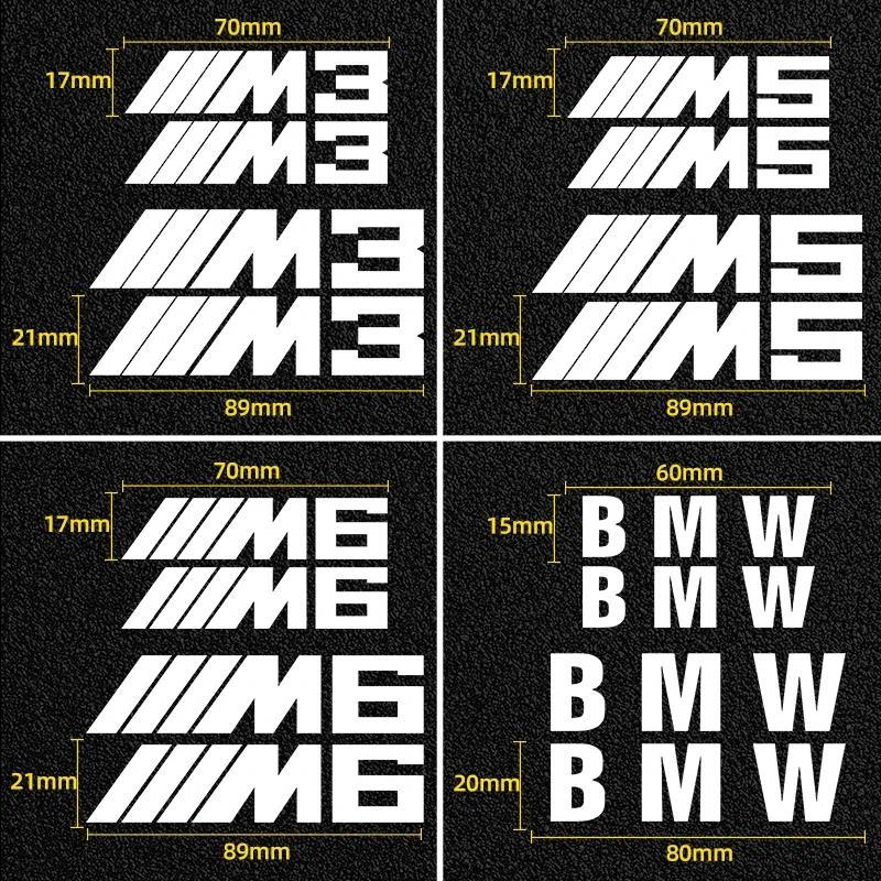 4pcs รถ Caliper สติกเกอร์ล้อ Hub Decals สําหรับ BMW M Performance E36 E60 E90 X2 X1 X3 X5 E46 E39 E7