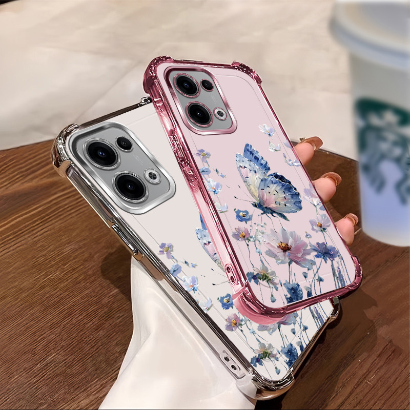 เหมาะสําหรับ OPPO A6S A6T A6X A6 Pro 4G 5G Electroplated กันกระแทกเคสโทรศัพท์ผีเสื้อสําหรับสาว TPU นุ่มแขนป้องกัน XLSHD