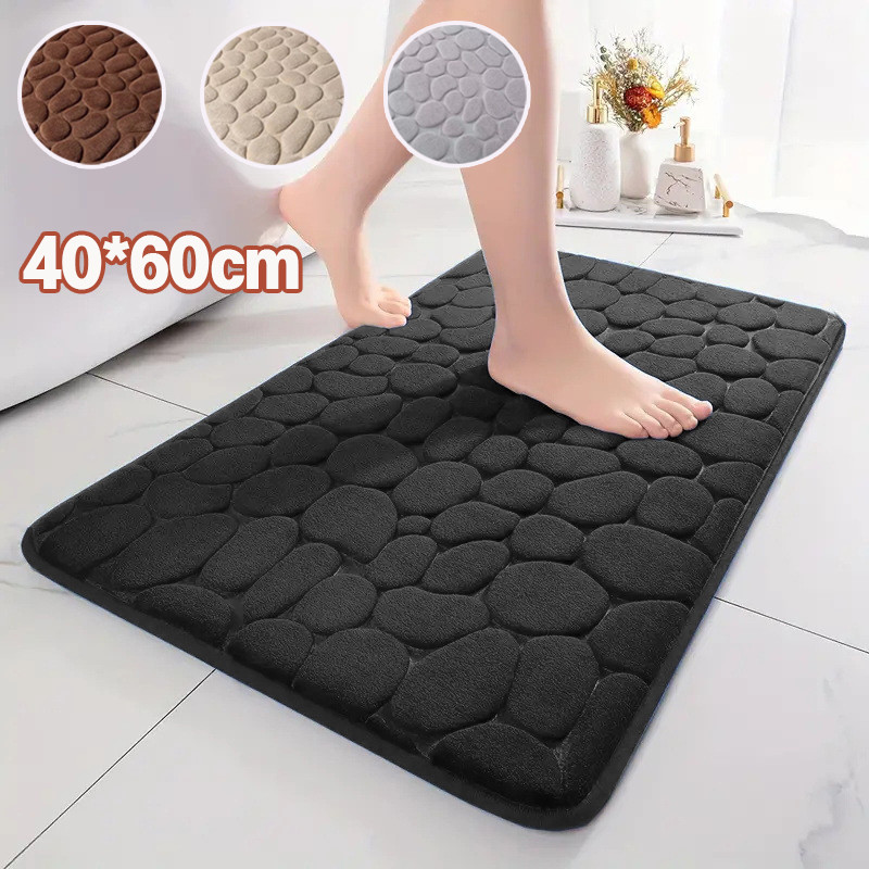 COD พรมเช็ดเท้าห้องน้ำ 40*60CM พรมกันลื่น พรมเช็ดเท้าลายหิน พรมซับน้ำได้ดี แห้งไว พรมปูพื้น