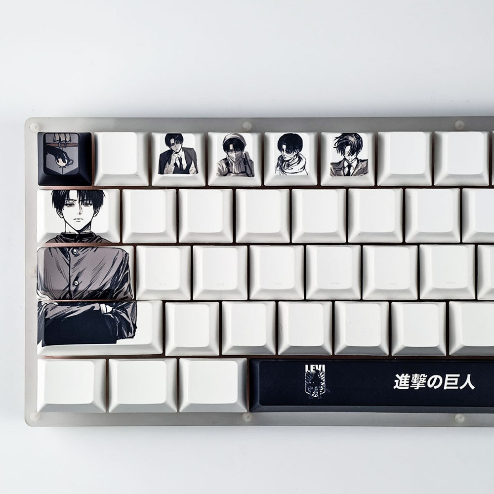 Levi Ackerman Keycaps 12pcs Cherry Profile PBT Dye Sublimation Mechanical Keycaps Aula Madlion Wooting Attack on Titan อะนิเมะ DIY Creative Cool Keycaps