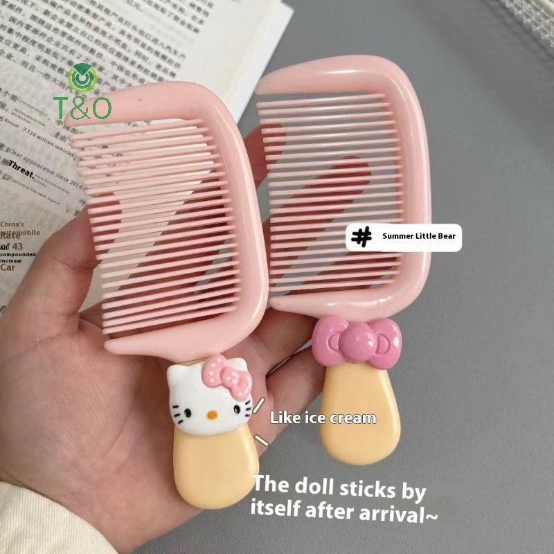 T&O 1 ชิ้น KT Cat Dopamineb การ์ตูน HelloKitty Mini Cuteb สําหรับสาวแบบพกพาหนาทนทานแปรงผมอุปกรณ์เสริ