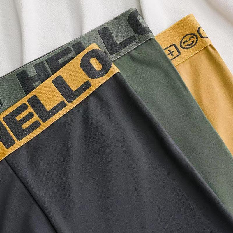 คุณภาพแท้ ไม่ใช่คุณภาพขโมย！【เซ็ต 5/10 ชิ้น】HELLO-กางเกงบ็อกเซอร์ผู้ชาย Men Underwear Boxer ดีไซน์เป้ากางเกงสองชั้น รูปที่ 4