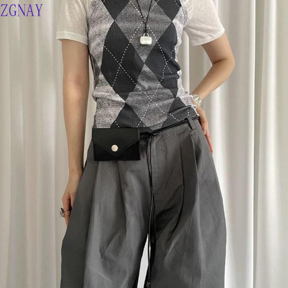 POLOSP เชือกเอว Envelop, Y2k อเนกประสงค์หนังเอวกระเป๋า,อินเทรนด์สีดําสีแดง High-End Vintage ชุดกางเก