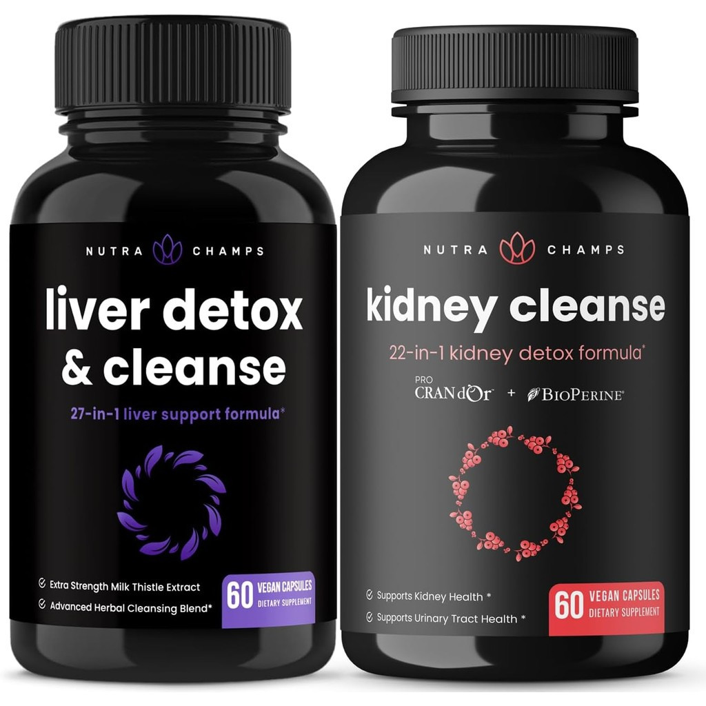 NutraChamps Liver Cleanse Capsules and Kidney Cleanse Capsules 2 Pack Bundle