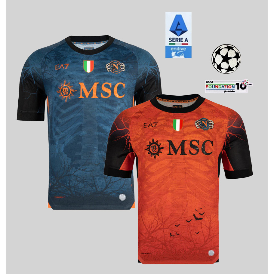 เสื้อทีม Napoli Halloween Special Edition สีน้ำเงินและส้ม สำหรับแฟนฟุตบอล ไซส์ S-4XL
