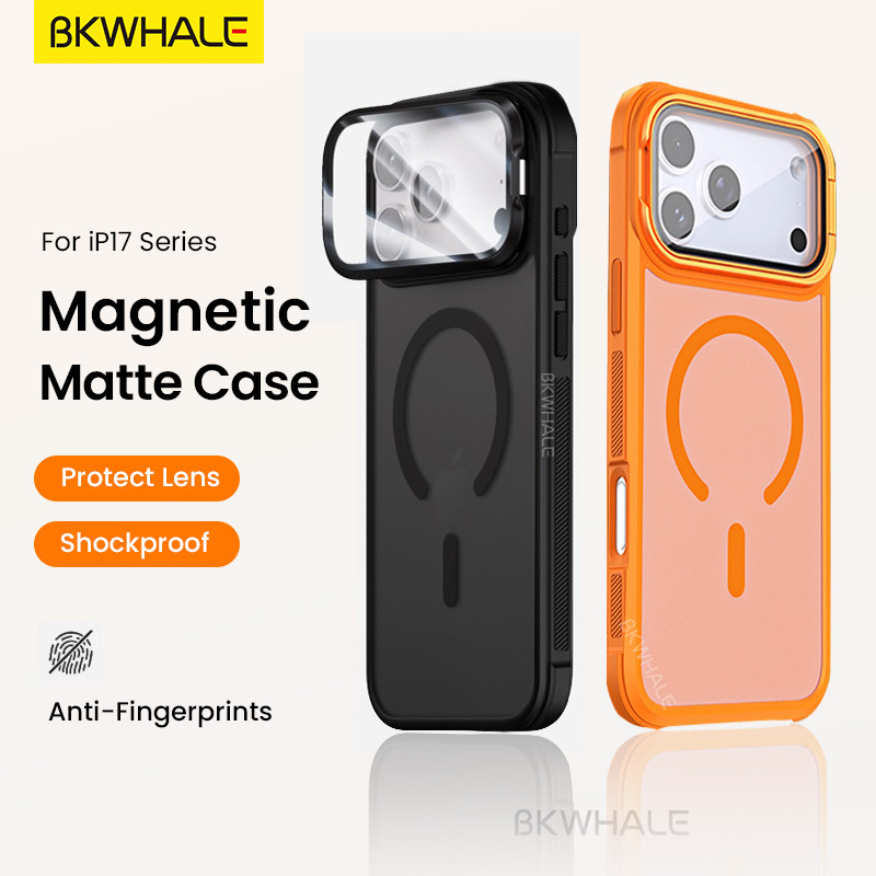 BKWHALE ขาตั้งแม่เหล็กสําหรับiPhone 17 16 Pro Max iP 17Pro 15 Pro Max iPhone17 Air Matteโปร่งใสปลอกเ