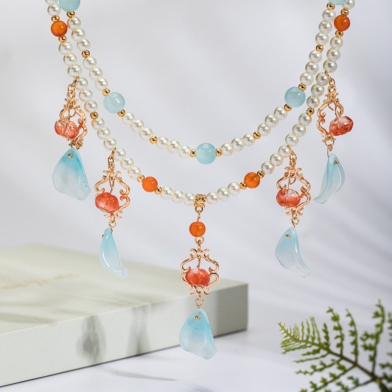 ใหม่สไตล์จีนHanfu Yingluoสร้อยคอสไตล์โบราณRetro Double Layer Soft Yingluo Ming Madeอุปกรณ์เสริมองค์ป