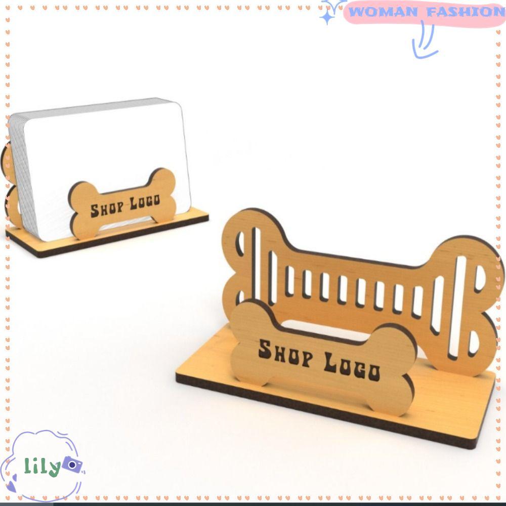 LILY Business Card , Solid Wood Location Card Organizer Desktop Shelf Box, High Quality Creative Dog