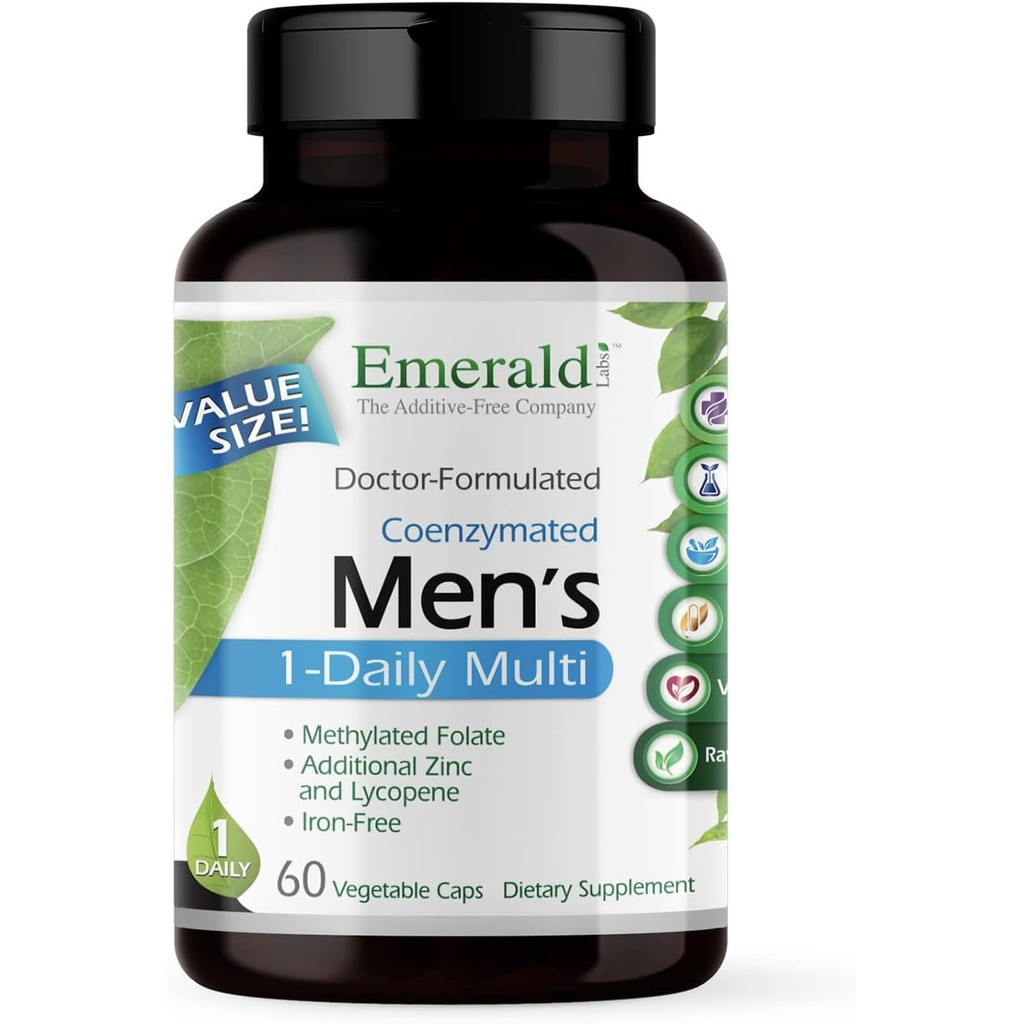 EMERALD LABS Mens 1 Daily Multi - Additive-Free Mens Multivitamin - รวม Lycopene, Zinc, Vitamin D3, 