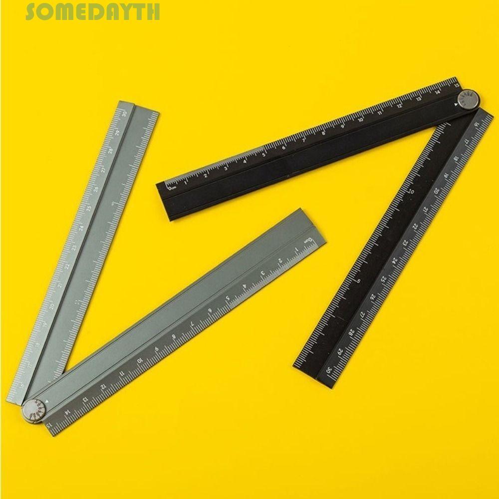 SOMEDAY เครื่องเขียนโลหะ Rule, Creative 15 ซม.30 ซม.ไม้บรรทัดพับ,ของขวัญอลูมิเนียมสไตล์เรียบง่ายพับนักเรียนวาด Measuirng เครื่องมืออุปกรณ์การเรียนรู้