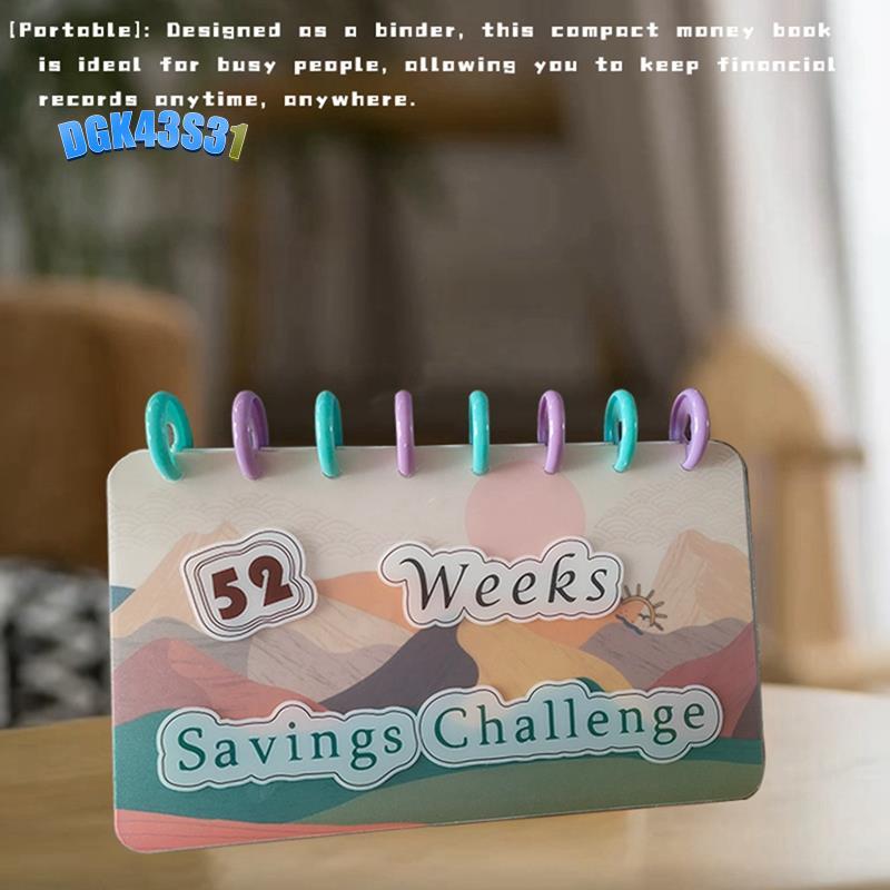 dgk43s31Budget Book 52 Week Binder Saving Challenge Reusable Cash Planner Envelope สนุกเงิน-Saving O