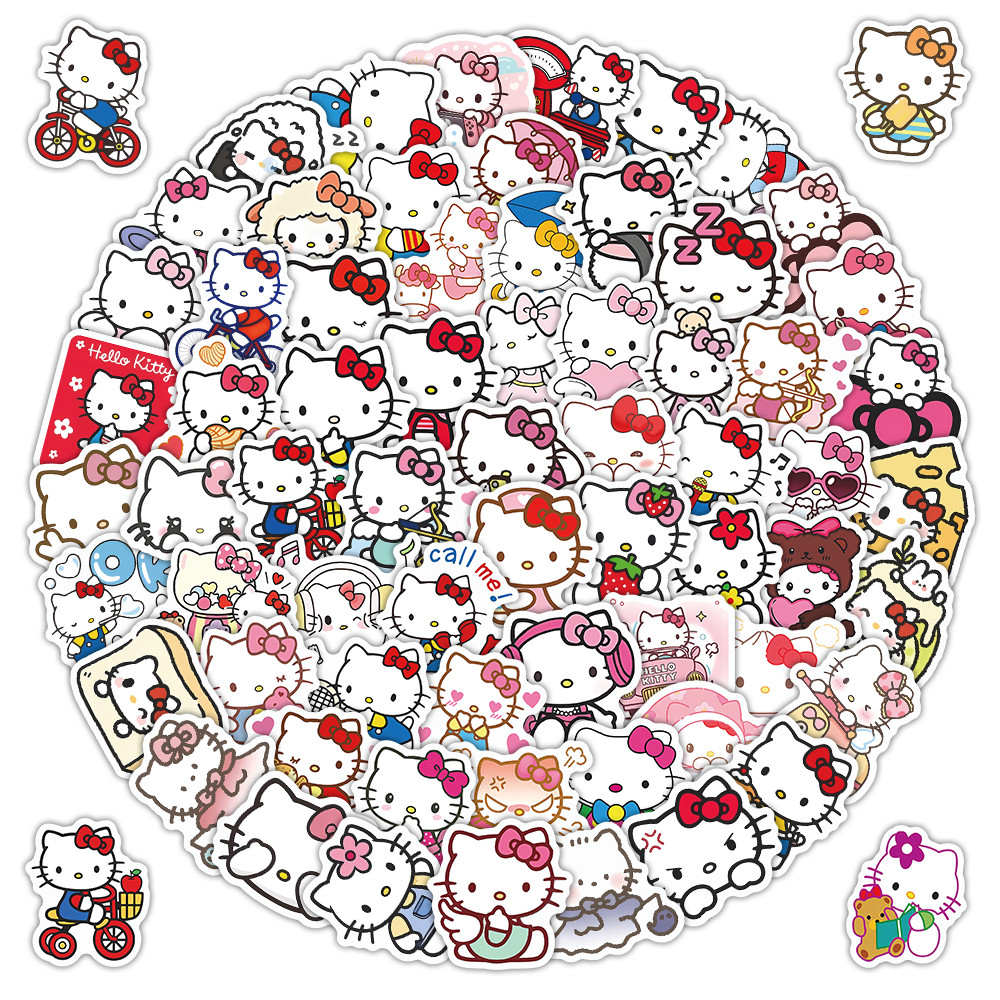 สติ๊กเกอร์การ์ตูนน่ารัก Hello Kitty (85 ชิ้น) - สติ๊กเกอร์ตกแต่งสุดน่ารักสําหรับเครื่องเขียน, ห่อของขวัญ & งานฝีมือสําหรับเด็ก