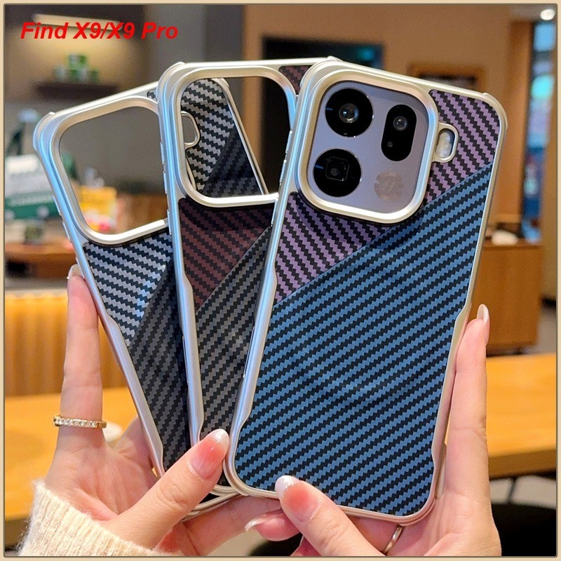 คาร์บอนไฟเบอร์รูปแบบเคสโทรศัพท์แม่เหล็กสําหรับOPPOค้นหาX9 Pro X8S + X8S X8 Ultraสี่ด้านถุงลมนิรภัยAnti drop shell High end electroplated PCUฝาครอบป้องกัน