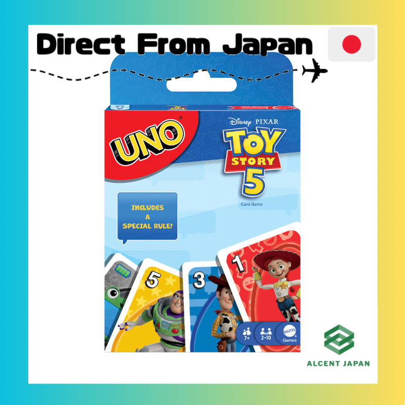 Mattel Games UNO Toy Story 5 Card Game — Party Game for 2–10 Players, Ages 7+, Blue JLN03