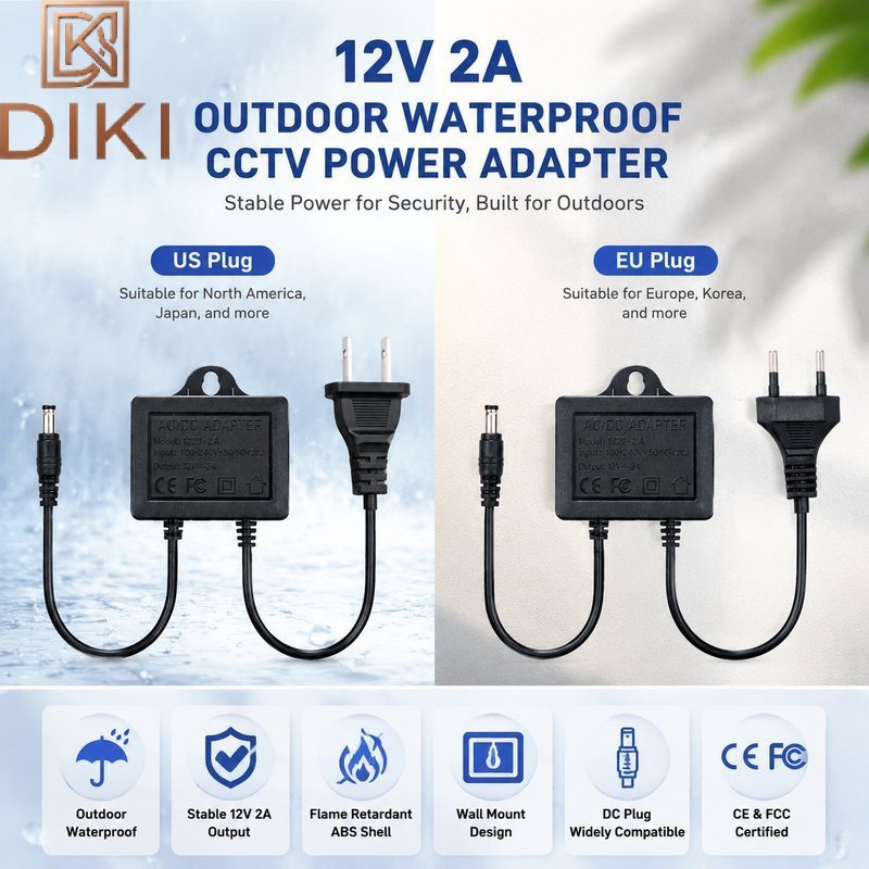 อะแดปเตอร์ 12V2A  เหมาะสําหรับกล้องวงจรปิด กันน้ำ (หัว 5.5 x 2.5MM) ปลอดภัยเป็นพิเศษ สายยาว20CM