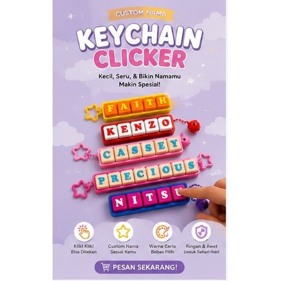 GANTUNGAN CUSTOM NAME KEYCHAIN/CUSTOM NAME KEYCHAIN 3D FIDGET KEYBOARD/UNIQUE SOUVENIR