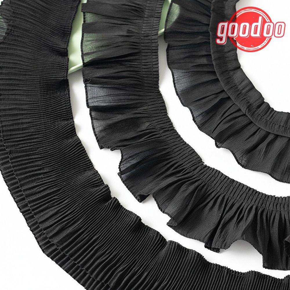 GOODOO ชีฟองลูกไม้ Trims, 2Yards กว้าง 9-12 ซม. Ruffled Lace Trims, ผ้าชีฟอง
