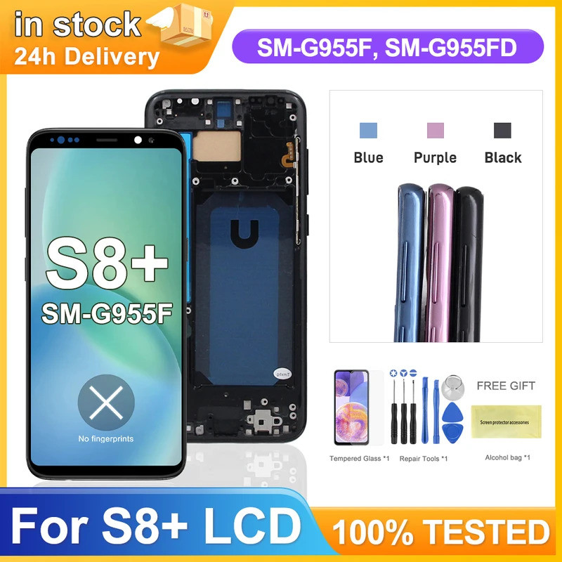 S8+ TFT สําหรับ Samsung Galaxy S8 Plus G955 G955F SM-G955FD G955W จอแสดงผล LCD หน้าจอสัมผัสพร้อมกรอบ