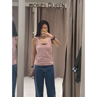 MOSESQUEEN ชุดชั้นในแบบผ้าฝ้ายพื้นฐาน ดอปามีน ไม่มีกระโปรง ใส่ได้ทุกฤดูร้อน ใช้ได้หลายวิธี ตัวชั้นในหลวม ไม่มีแขน #63884