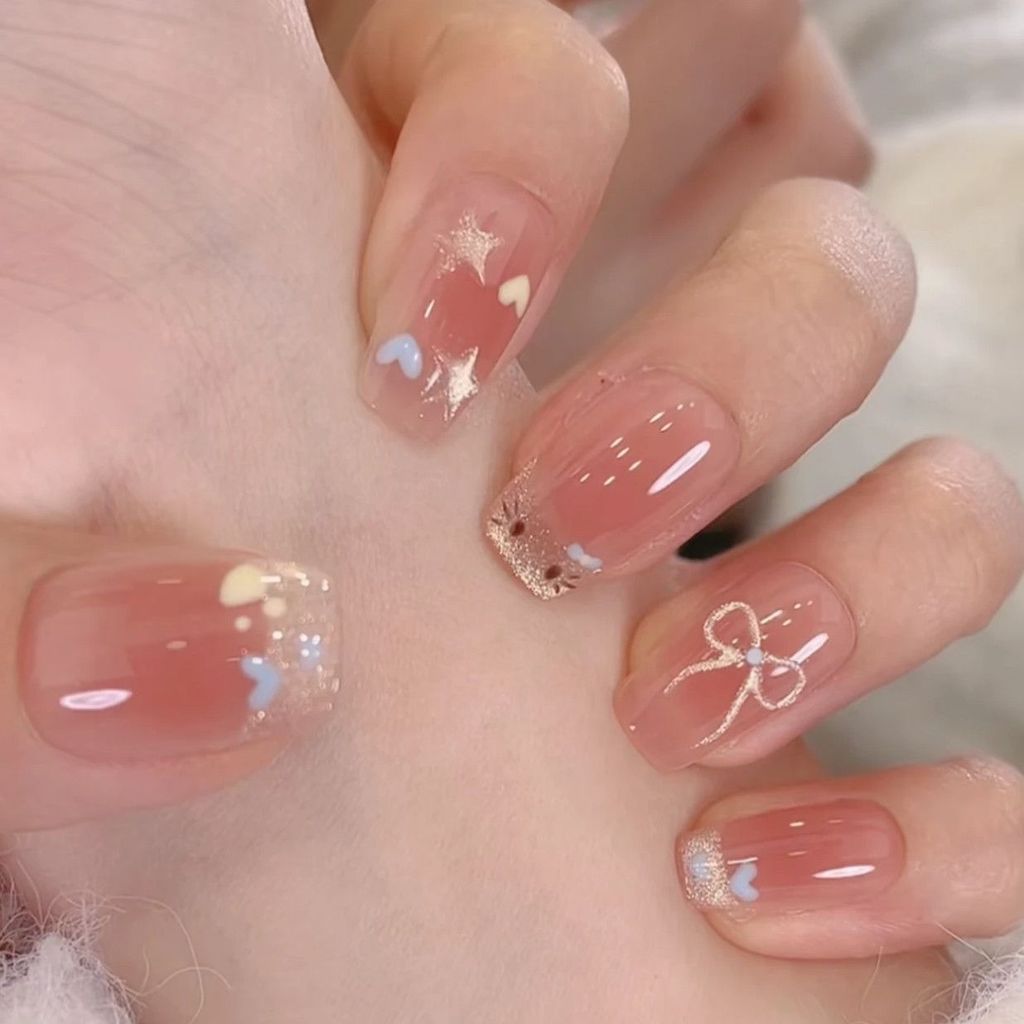 ยอดนิยม y2k Five-Pointed Star Nails Wearable Nails Semi-Handmade Nails 2025 ความยาวปานกลาง ins Style