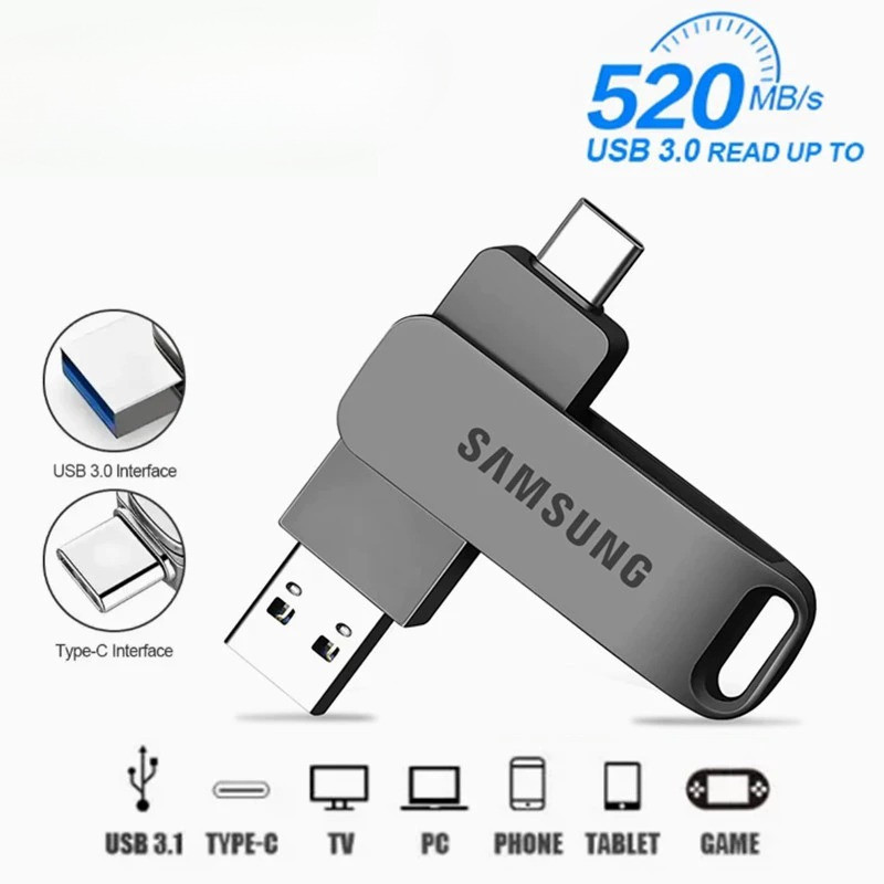Samsung USB Flash Drive 512GB 2 in 1 High Speed Metal USB3.0 USB2.0 Type-c Phone MacBook Tablet OTG แฟลชไดร์ฟ