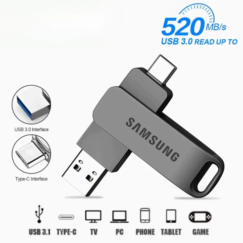 Samsung USB Flash Drive 512GB 2 in 1 High Speed Metal USB3.0 USB2.0 Type-c Phone MacBook Tablet OTG แฟลชไดร์ฟ