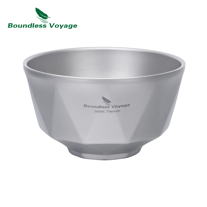 Boundless Voyage Titanium Double Walled Bowl 380ml 680ml ซุปข้าวเสิร์ฟชาม Ultralight Outdoor Camping Travel Tableware