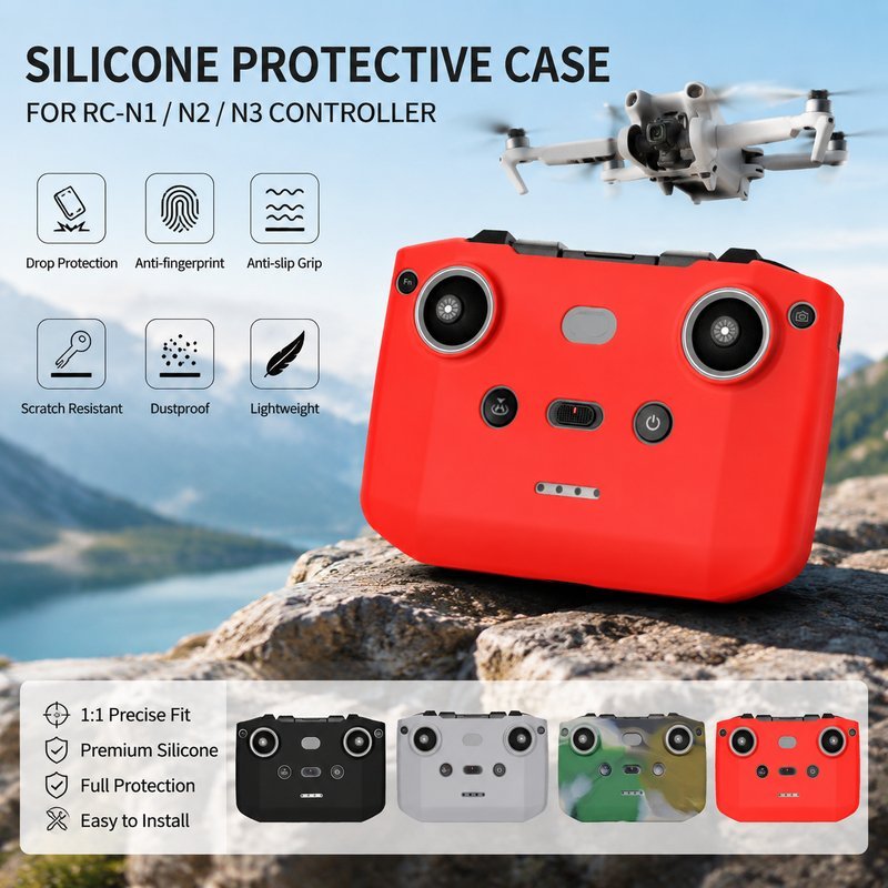 เคสซิลิโคนโดรน ฝาครอบรีโมทคอนโทรล DJI RC-N1 RC-N2 RC-N3 ซิลิโคนกันกระแทกเบาๆ ช่วยลดรอยขีดข่วน สำหรับพกพาโดรน